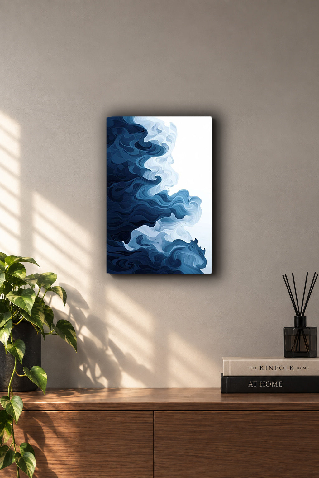 Deep Blue Abstract Wave Fluid Swirls Metal Duvar Tablosu Deep Blue Abstract Wave Fluid Swirls Metal Duvar Tablosu