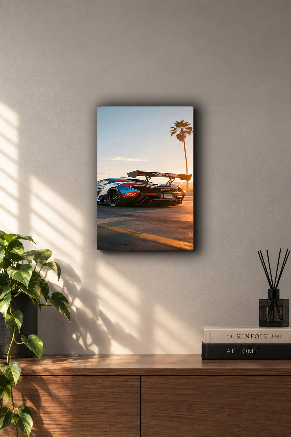 McLaren P1 GTR Sunset Palms Metal Duvar Tablosu McLaren P1 GTR Sunset Palms Metal Duvar Tablosu