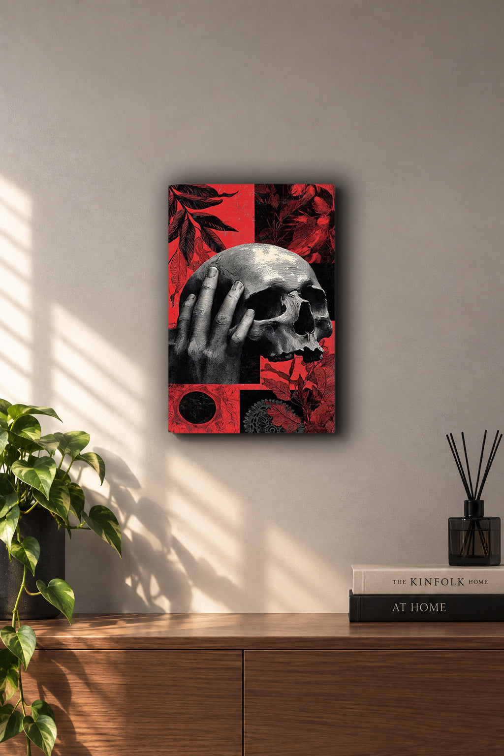 Memento Mori Skull Crimson Collage Metal Duvar Tablosu Memento Mori Skull Crimson Collage Metal Duvar Tablosu
