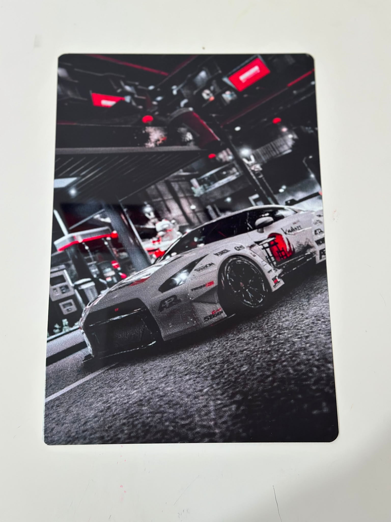 Nissan GT-R R35 Liberty Walk Night Gas Station Metal Duvar Tablosu Nissan GT-R R35 Liberty Walk Night Gas Station Metal Duvar Tablosu