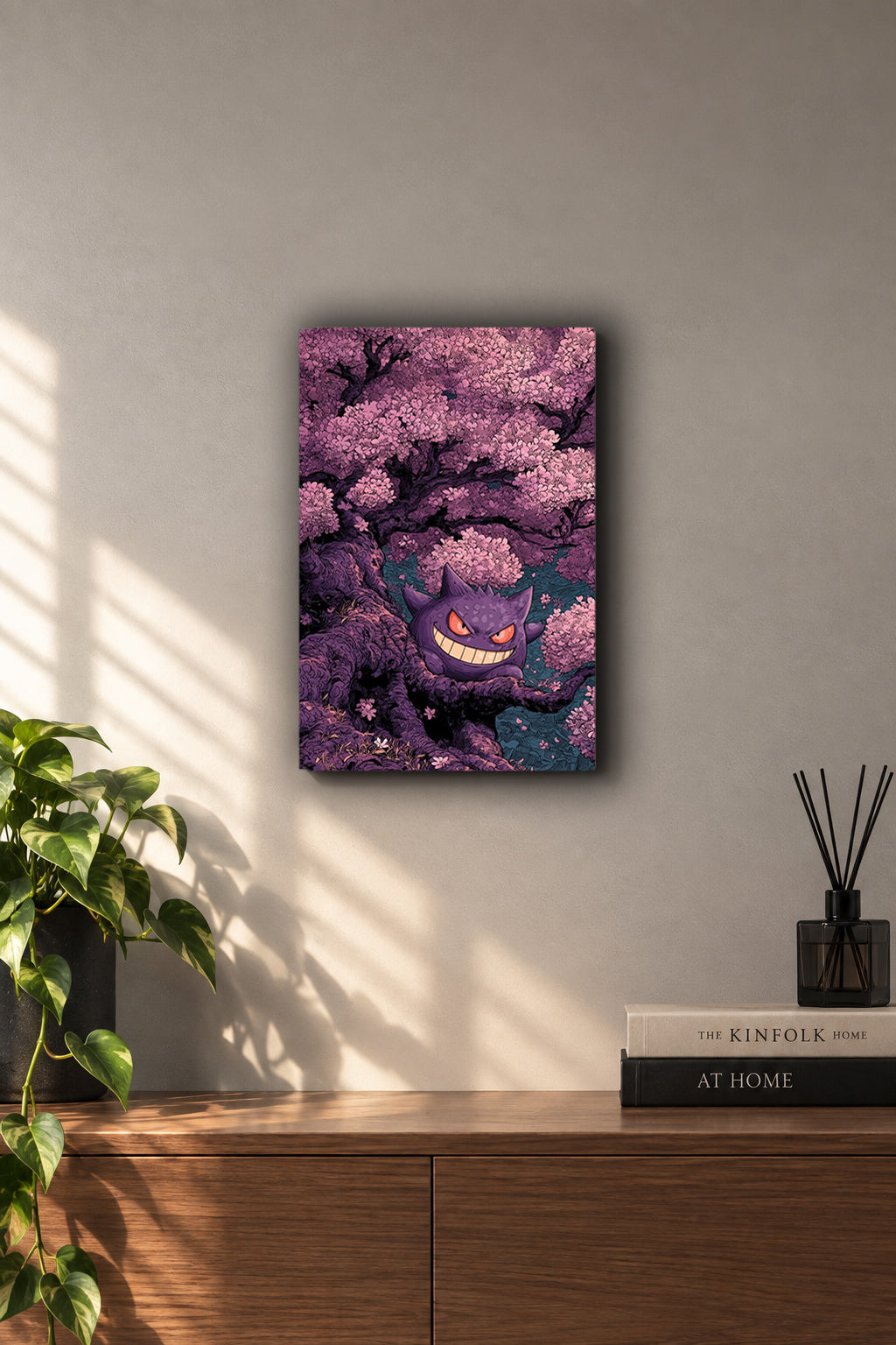 Pokémon Gengar Sakura Tree Metal Duvar Tablosu Pokémon Gengar Sakura Tree Metal Duvar Tablosu
