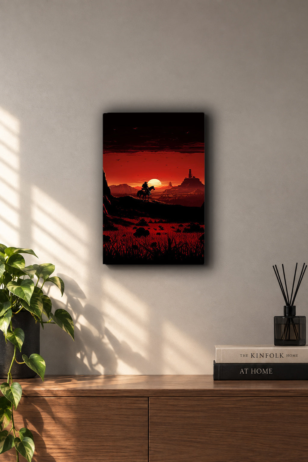 Red Dead Redemption 2 Sunset Outlaw Silhouette Metal Duvar Tablosu Red Dead Redemption 2 Sunset Outlaw Silhouette Metal Duvar Tablosu