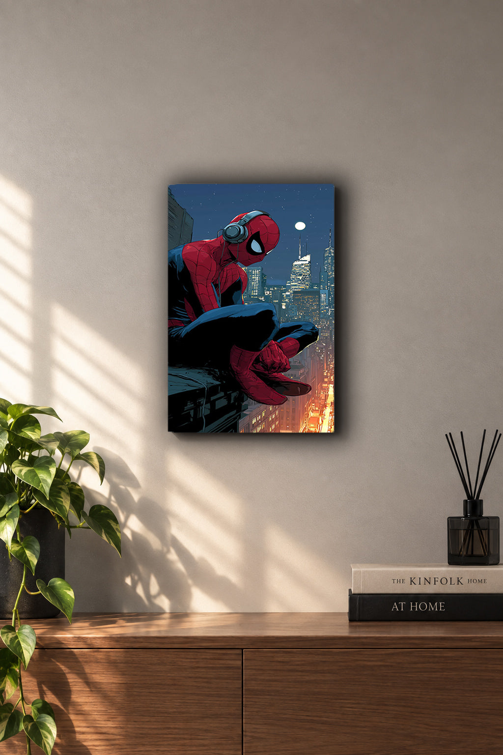 Spider-Man Chill Vibes Lofi Night Металлическая Настенная Картина