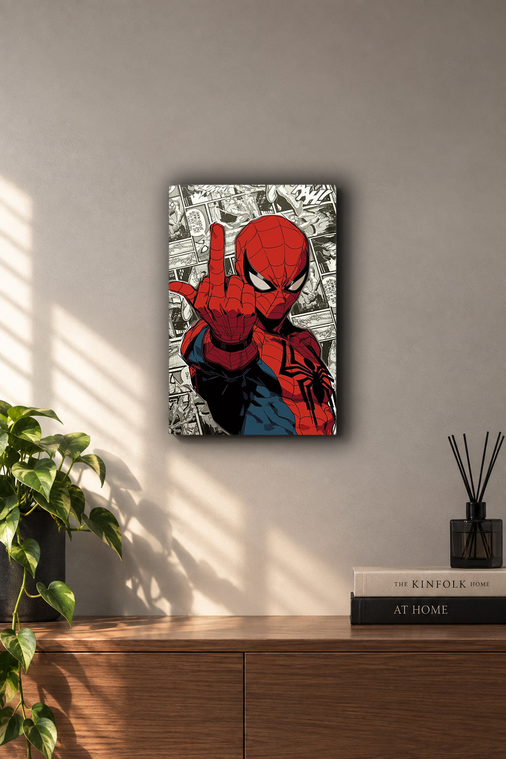 Spider-Man Middle Finger Comic Collage Metal Duvar Tablosu Spider-Man Middle Finger Comic Collage Metal Duvar Tablosu