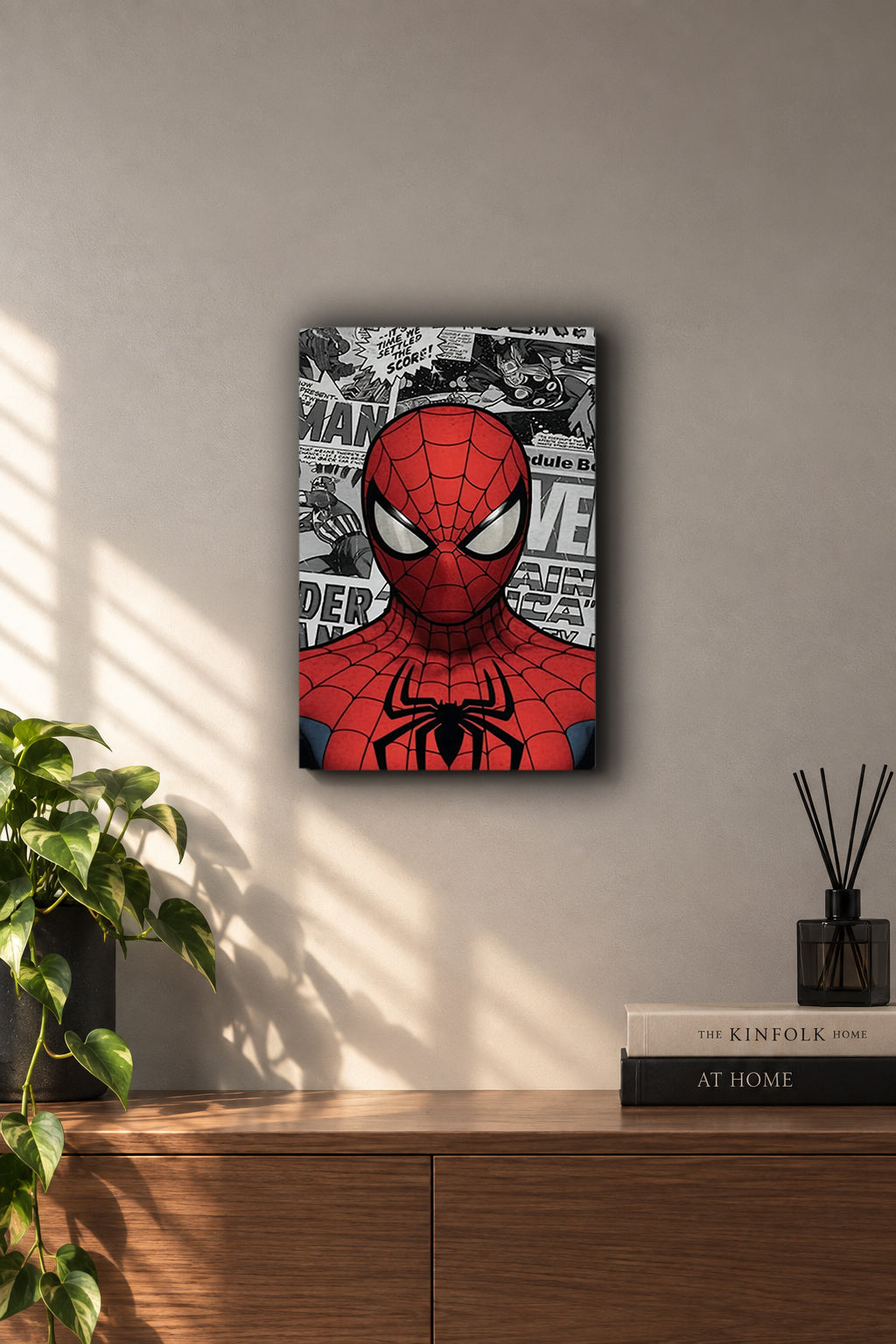 Spider-Man Vintage Comic Collage Metal Pared Cuadro