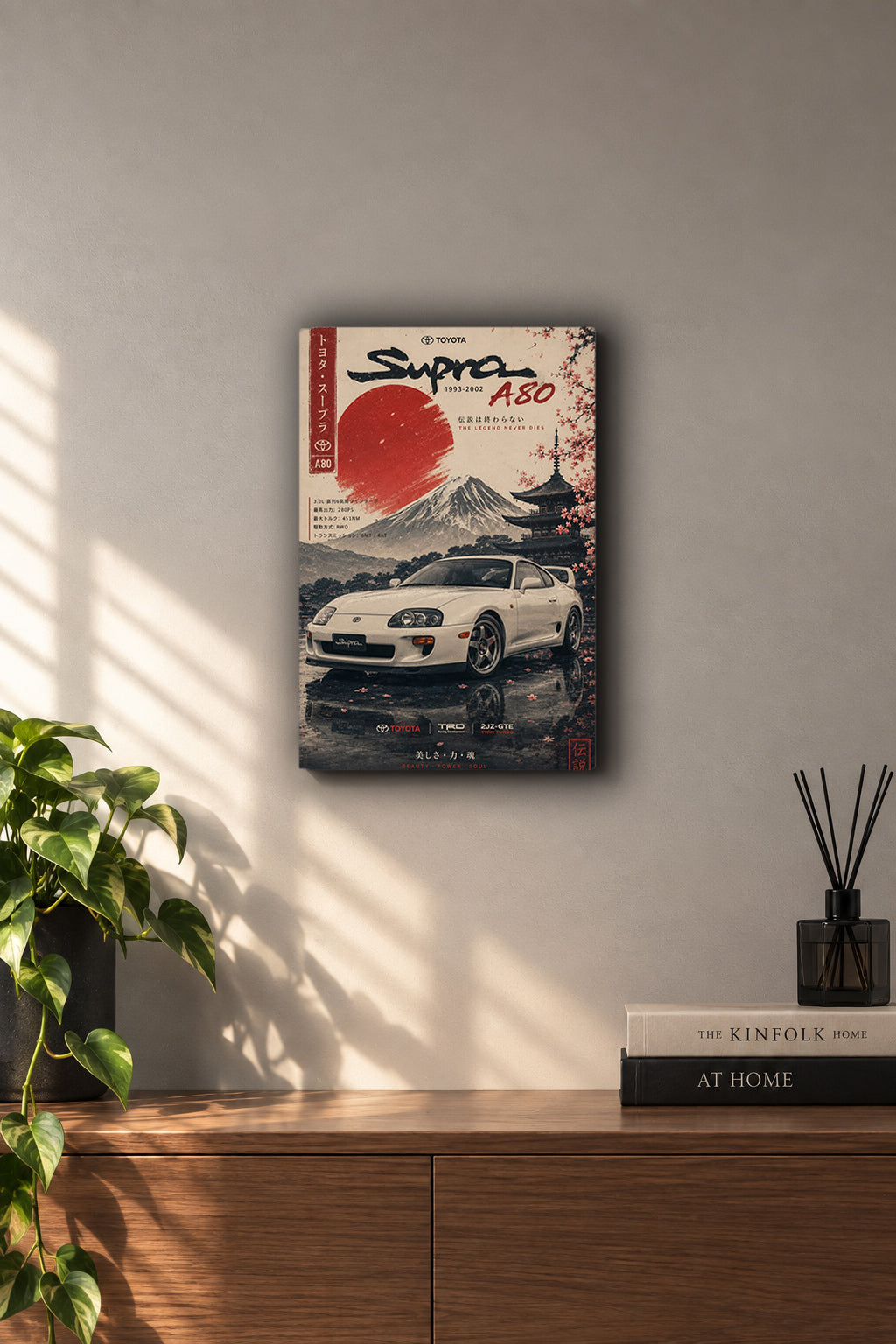 Toyota Supra MK4 A80 Mount Fuji Japanese Retro Metal Duvar Tablosu Toyota Supra MK4 A80 Mount Fuji Japanese Retro Metal Duvar Tablosu
