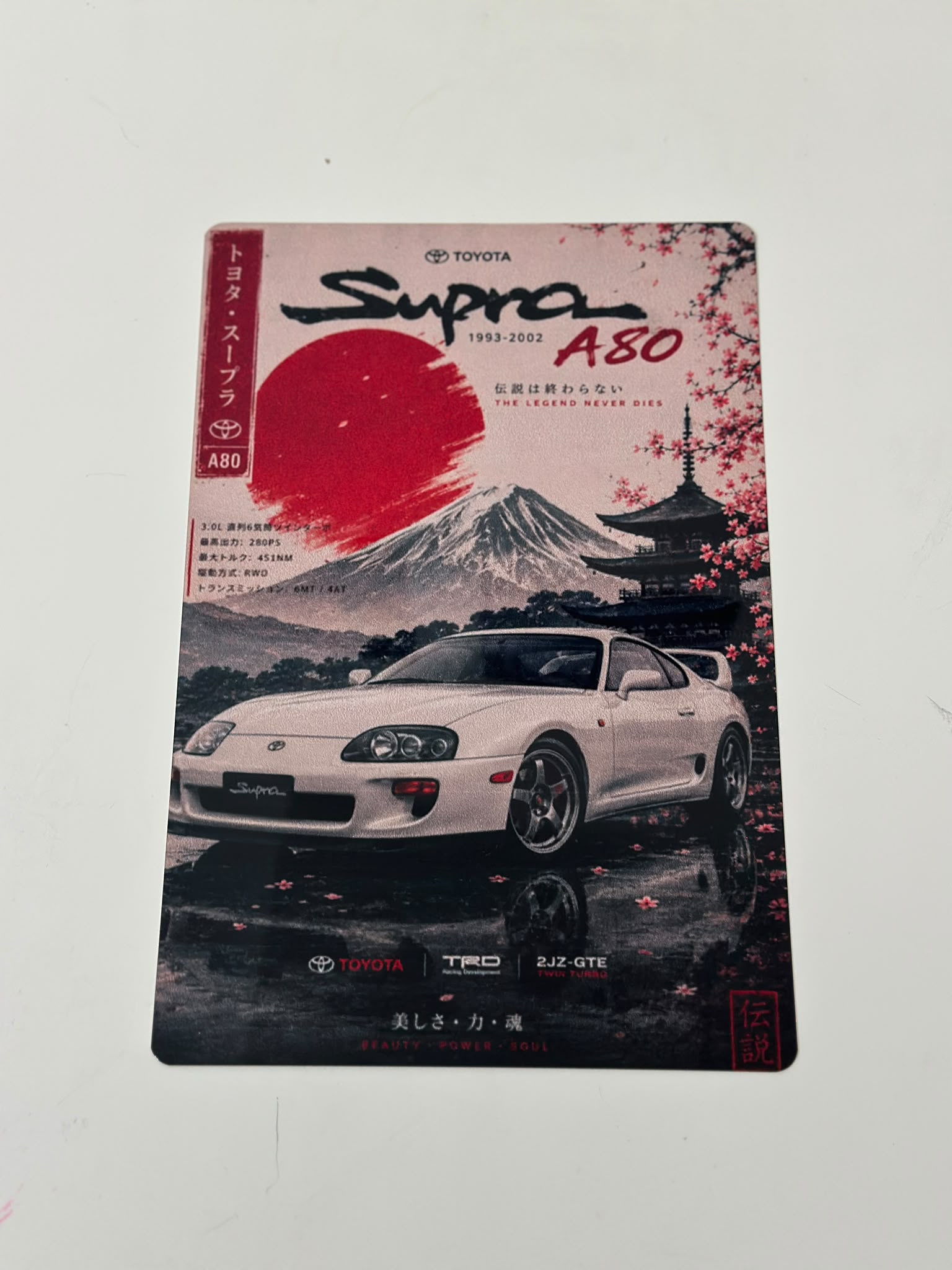 Toyota Supra MK4 A80 Mount Fuji Japanese Retro Metal Duvar Tablosu Toyota Supra MK4 A80 Mount Fuji Japanese Retro Metal Duvar Tablosu