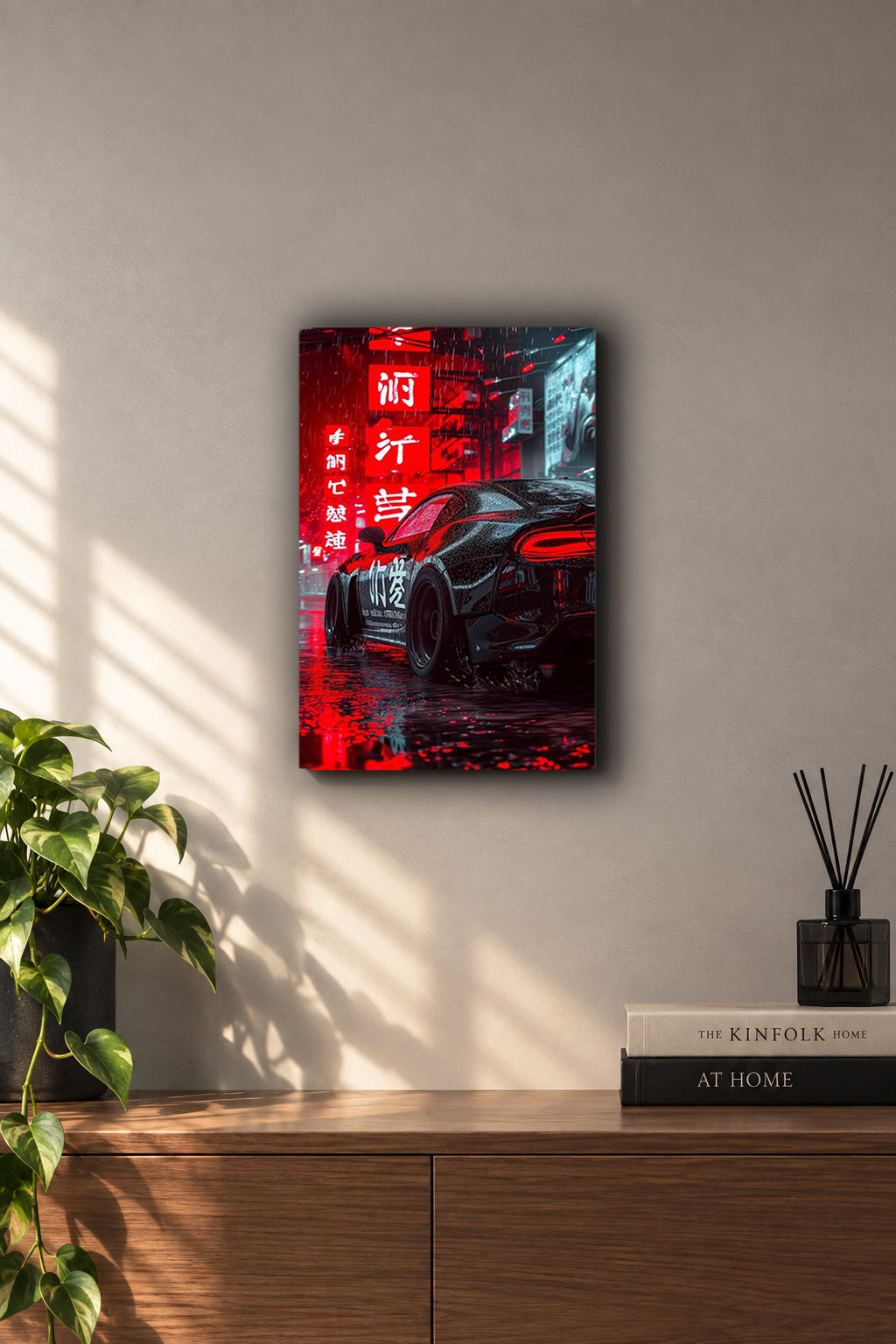 Toyota Supra MK5 Cyber Red Neon Nights Metal Duvar Tablosu Toyota Supra MK5 Cyber Red Neon Nights Metal Duvar Tablosu