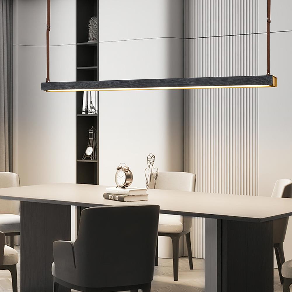 Metal Reta Siyah Sarkıt Avize 120 cm