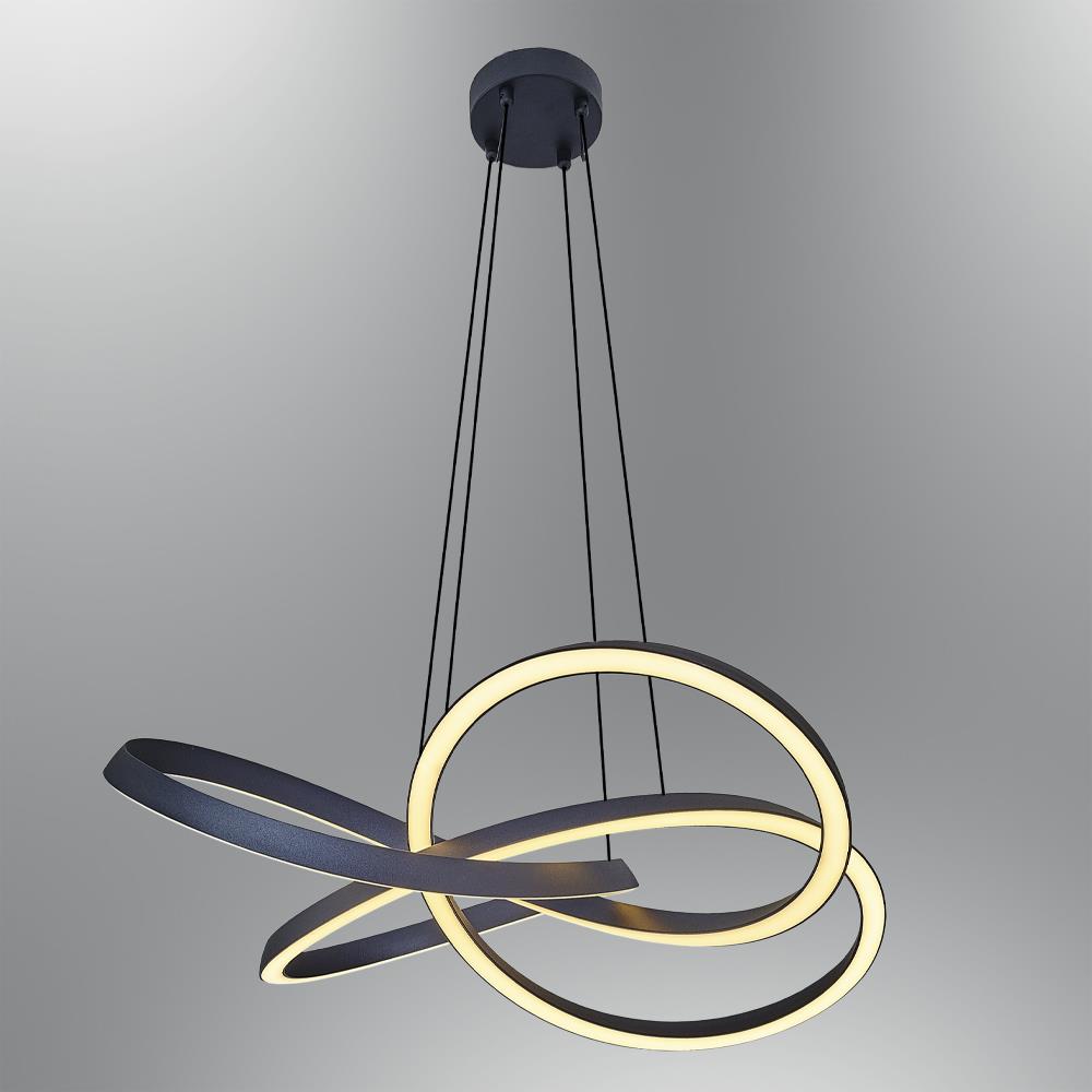 Siyah Metal Helical Yuvarlak Sarkıt Avize 150 cm — görsel 4