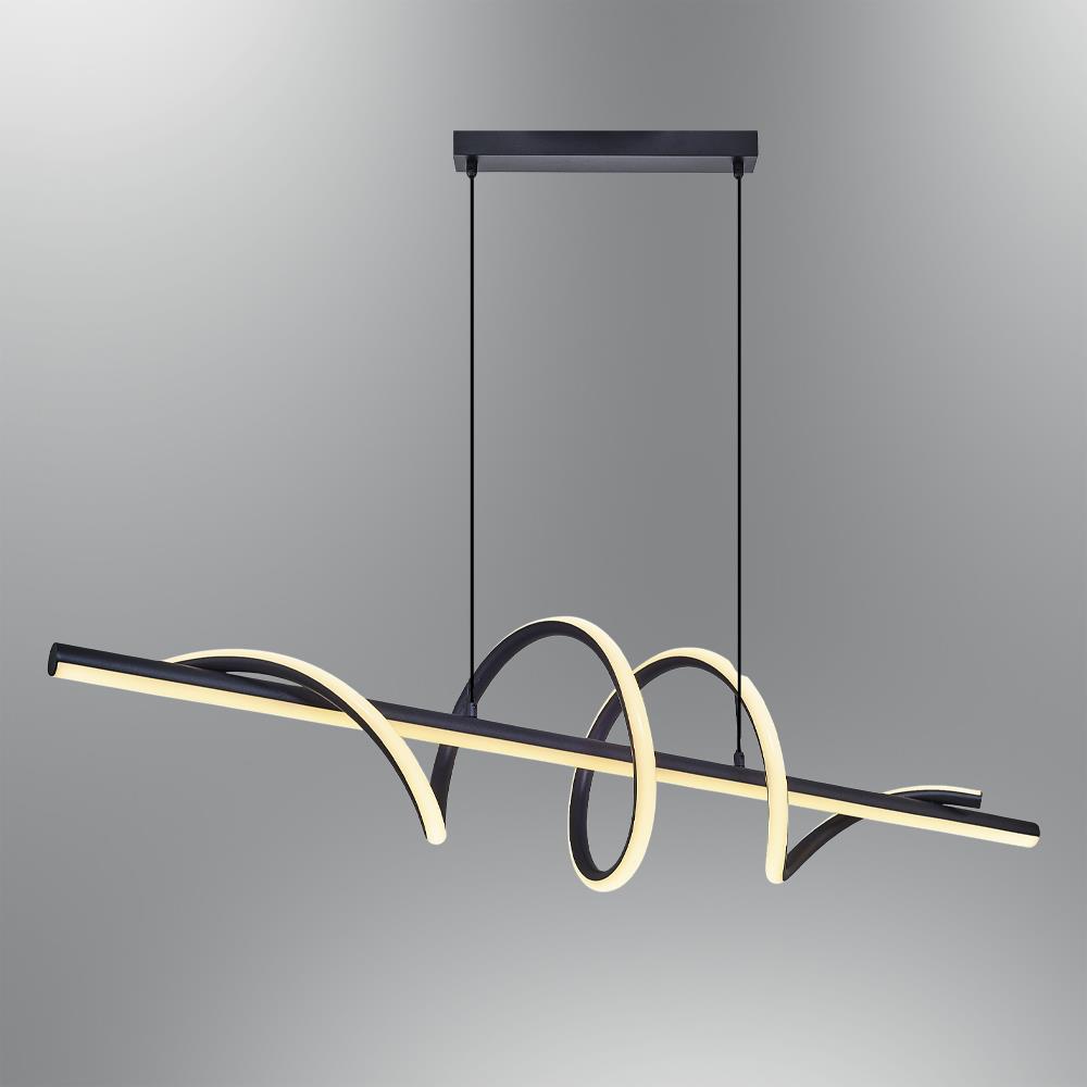 Siyah Metal Helical Uzun Sarkıt Avize 120 cm — görsel 3