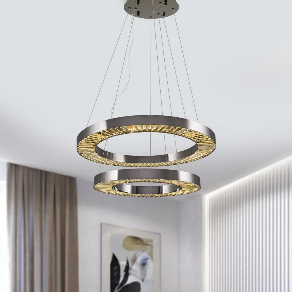 Platin Metal Plata 60+80'Lik Sarkıt Avize 160 cm