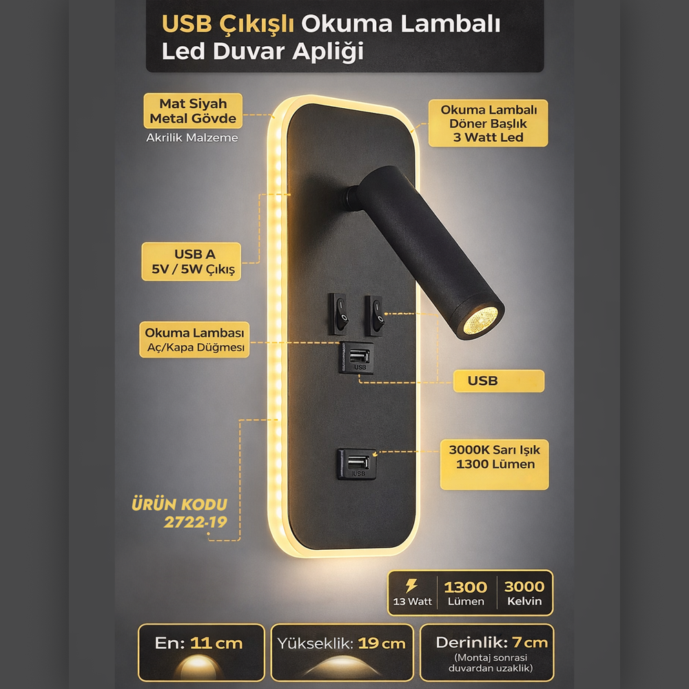 Siyah Metal Step Okuma Aplik — görsel 3