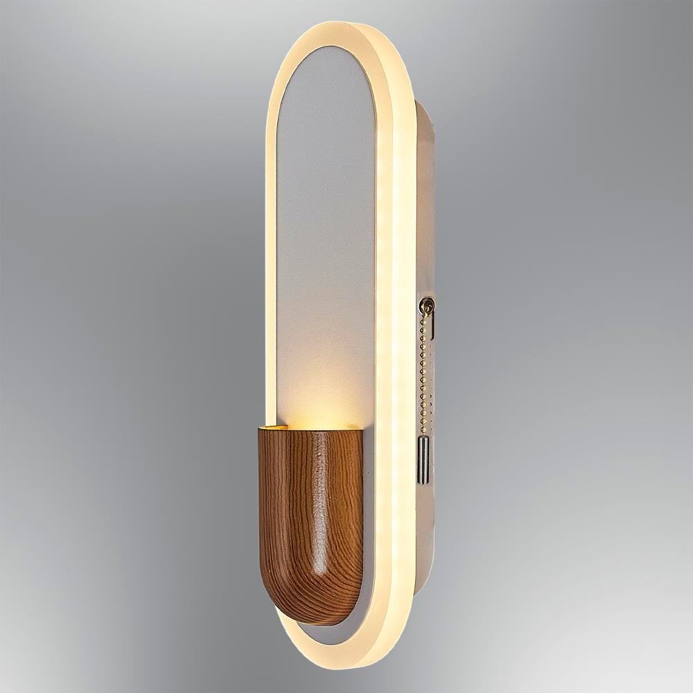 Eiche Metall Taschenlampe LED Wandleuchte 9 cm