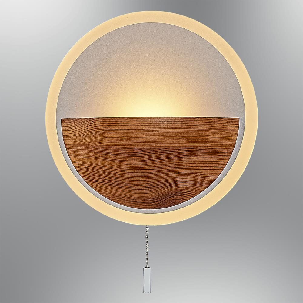 Eiche Metall Ball LED Wandleuchte