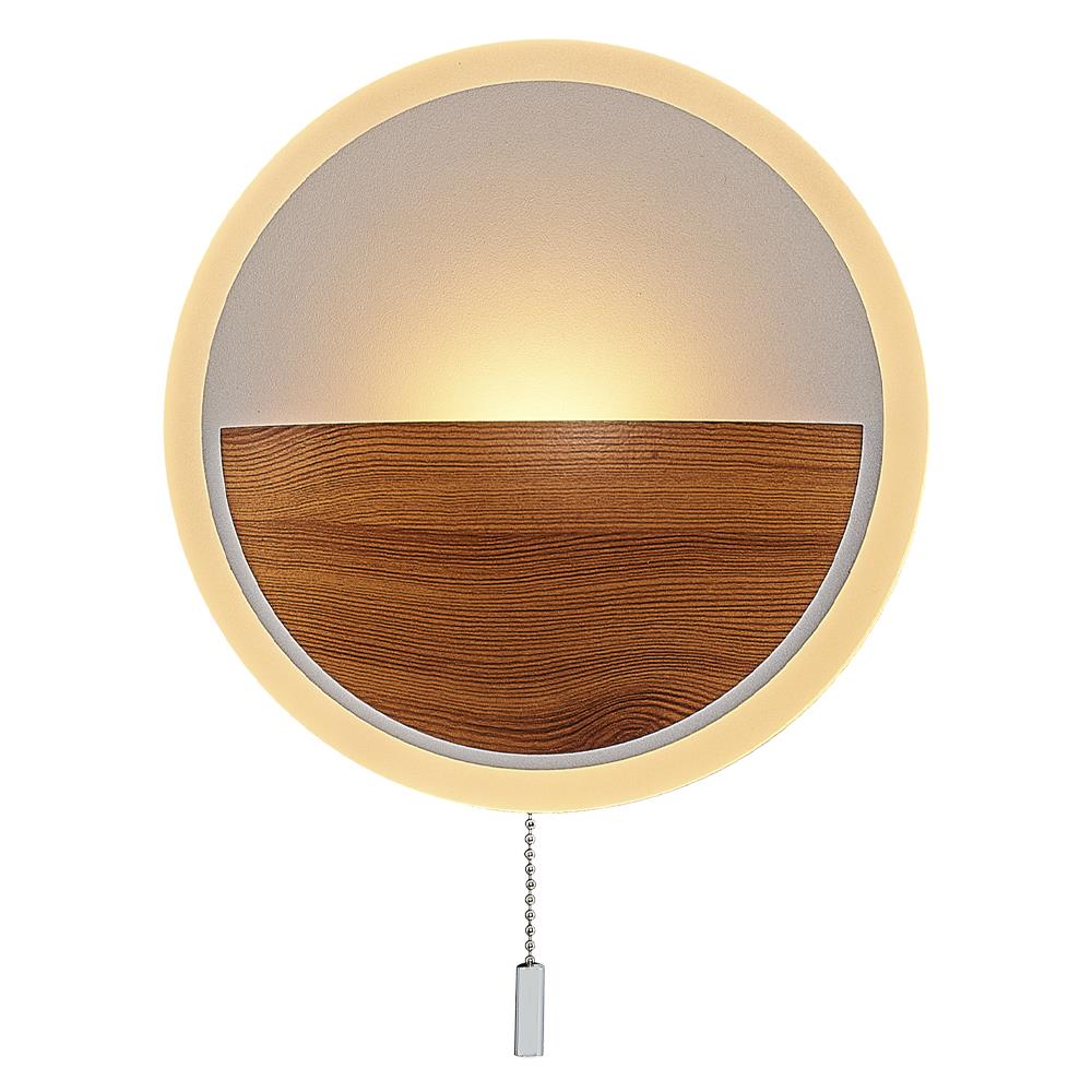 Eiche Metall Ball LED Wandleuchte