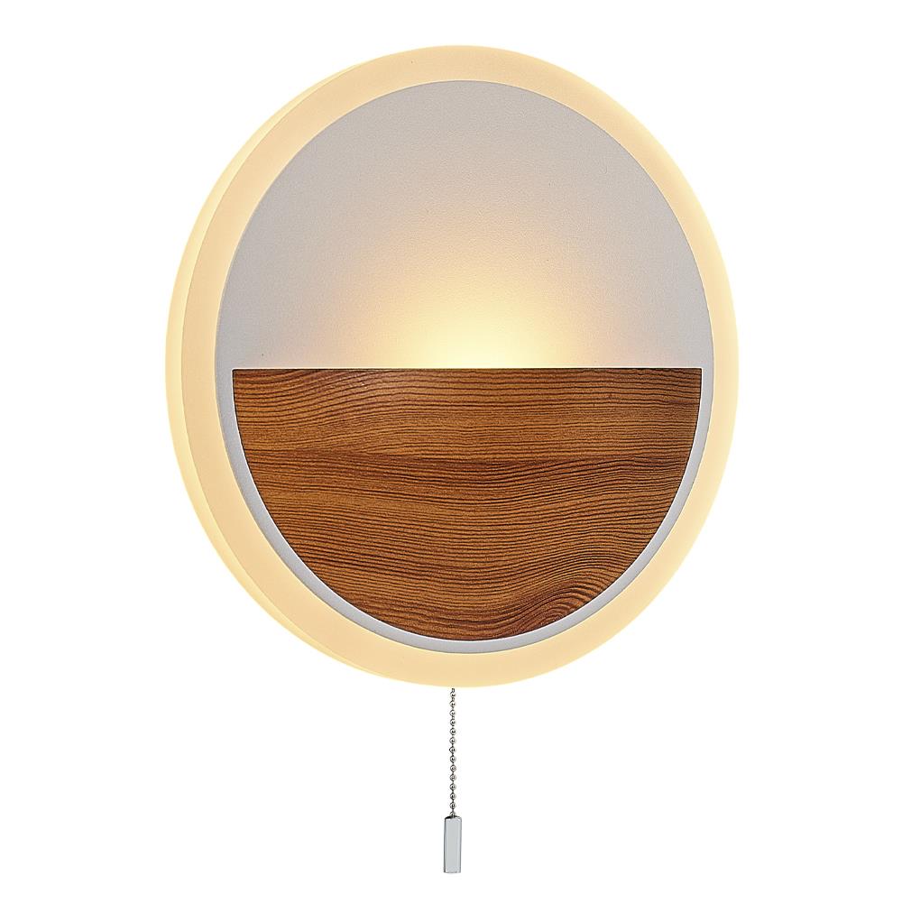 Eiche Metall Ball LED Wandleuchte