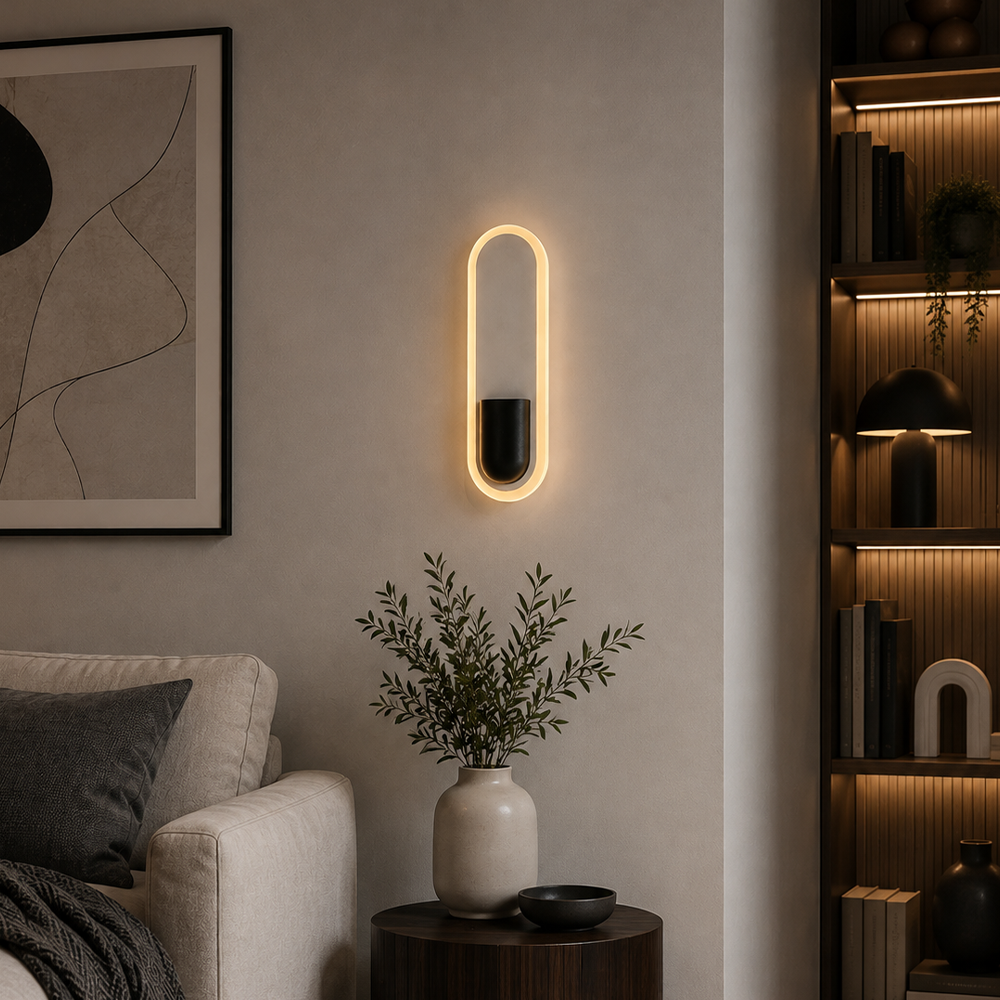 Schwarz Metall Taschenlampe LED Wandleuchte 9 cm
