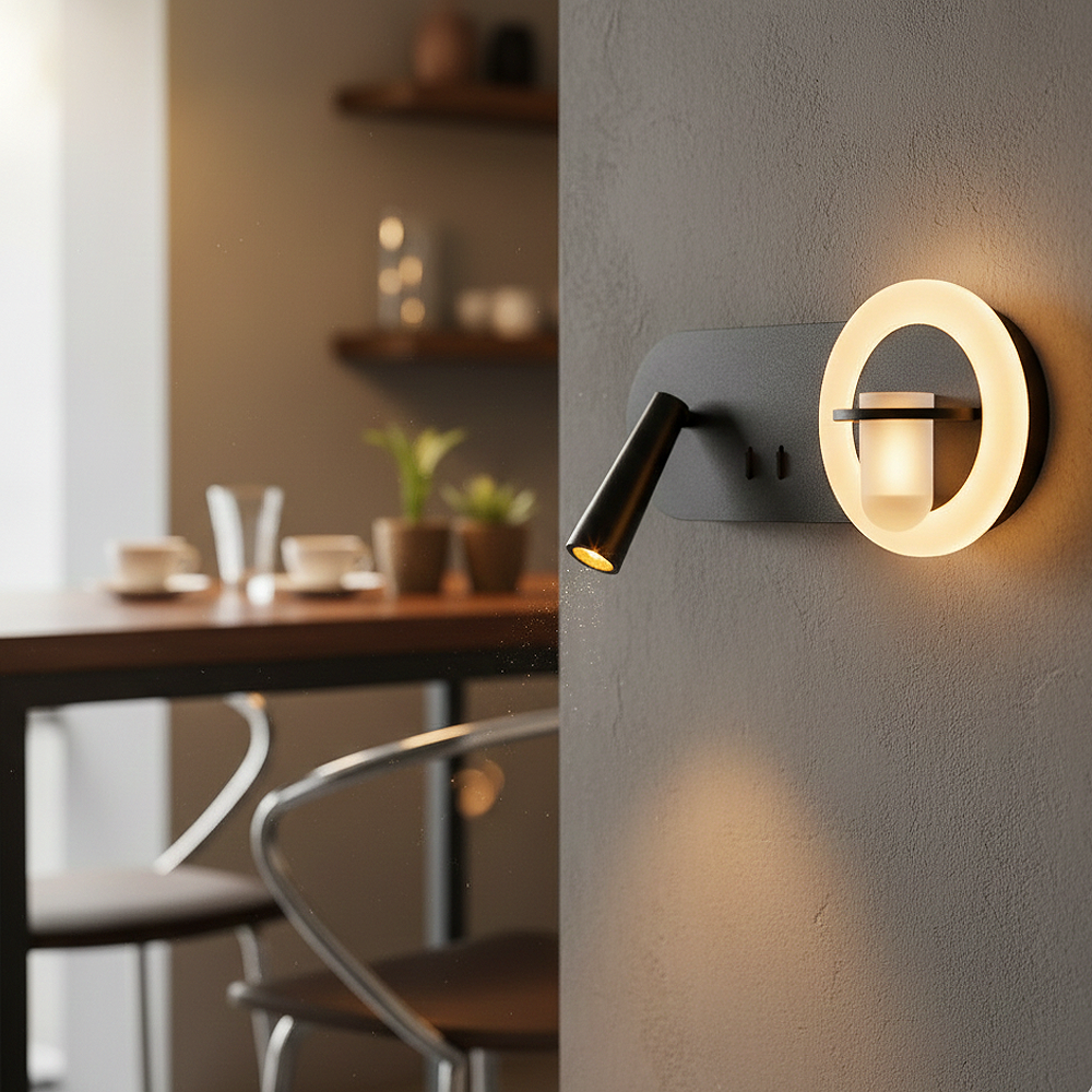 Schwarz Metall Step LED Wandleuchte 30 cm