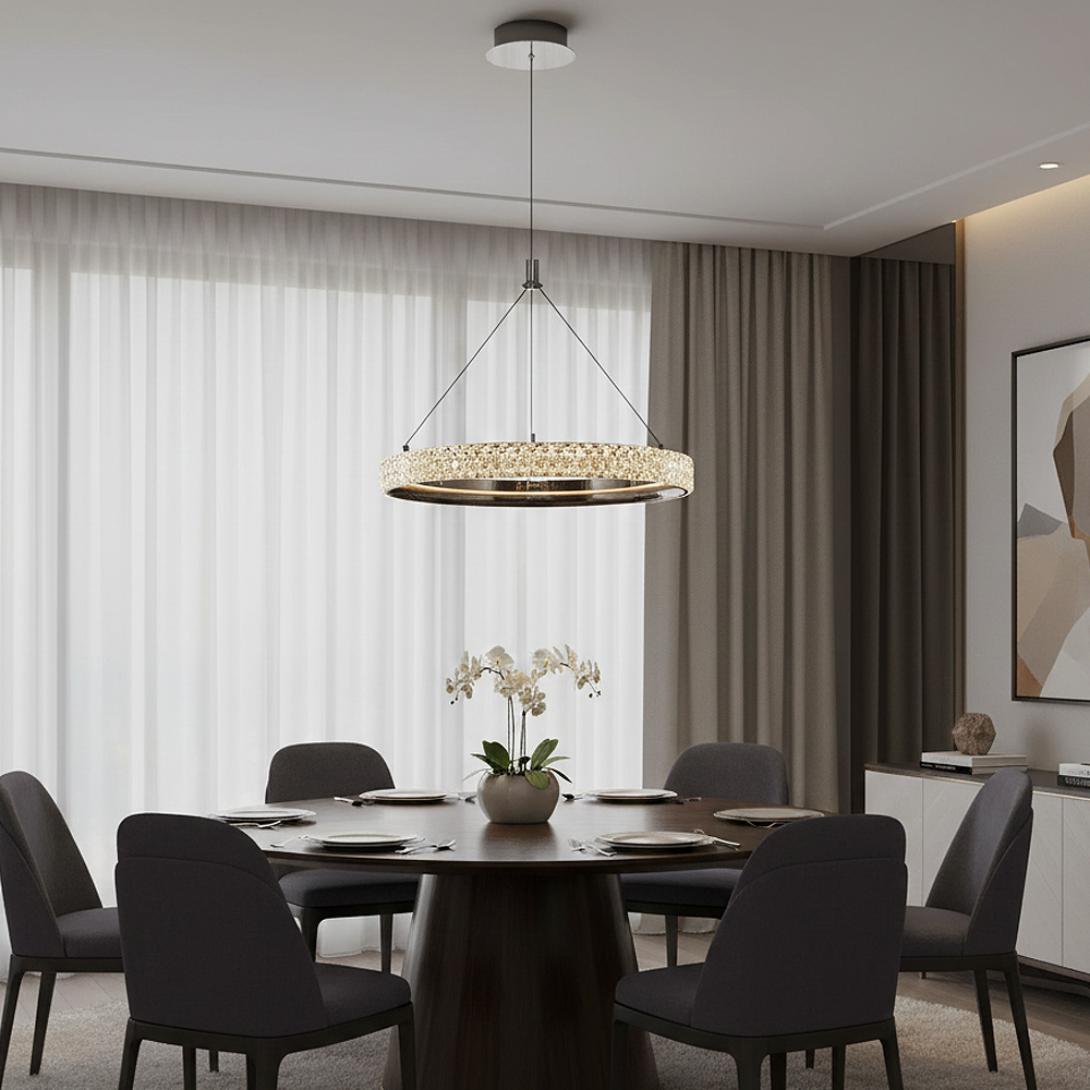 Tekli Beyaz Metal Cipale 40cm Sarkıt Avize 120 cm (2734-1A-24) — görsel 5