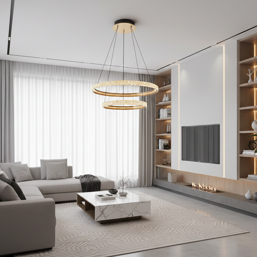 2'li Beyaz Metal Cipale 40+60cm Sarkıt Avize 150 cm (2734-2A-20)