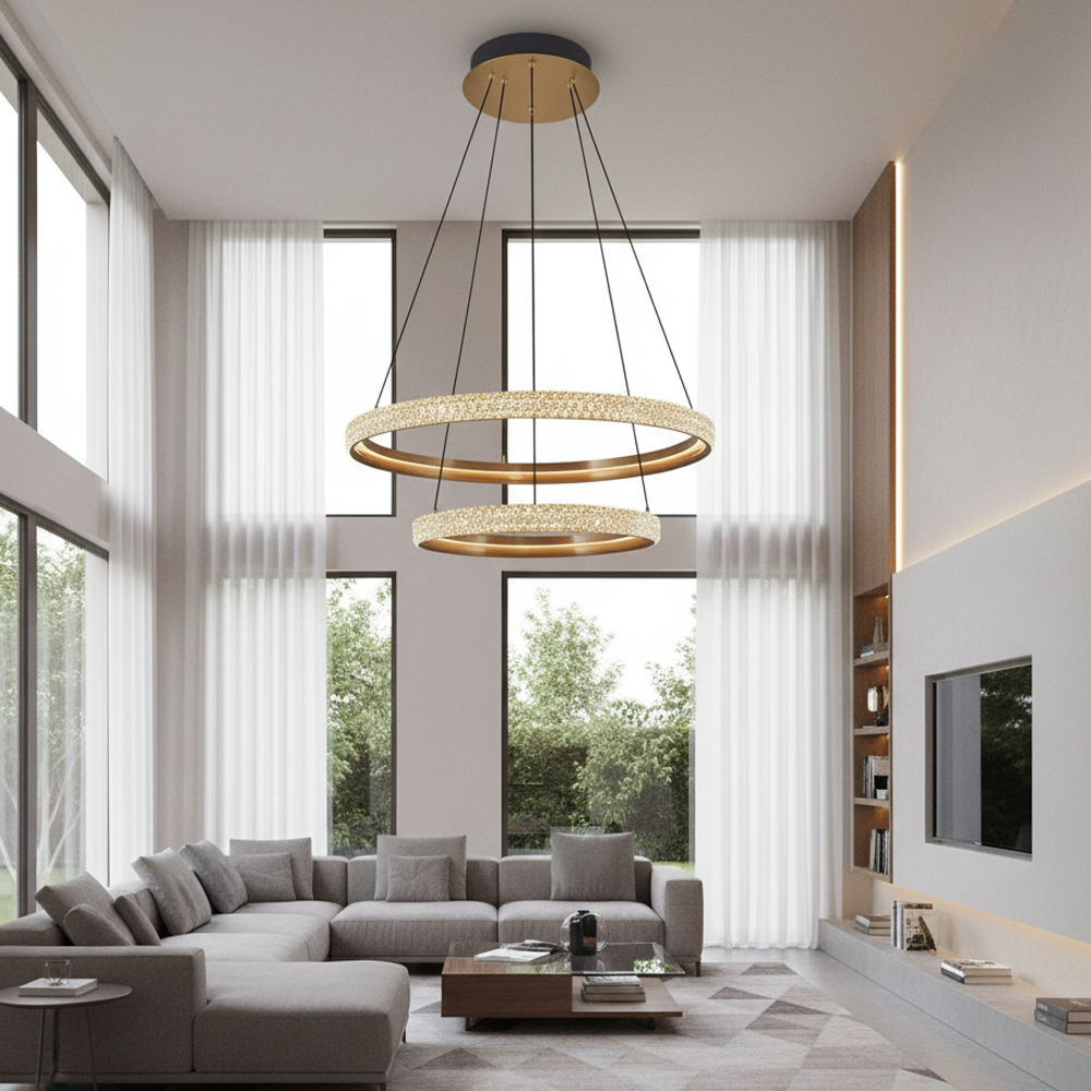 2'li Beyaz Metal Cipale 40+60cm Sarkıt Avize 150 cm (2734-2A-20) — görsel 4