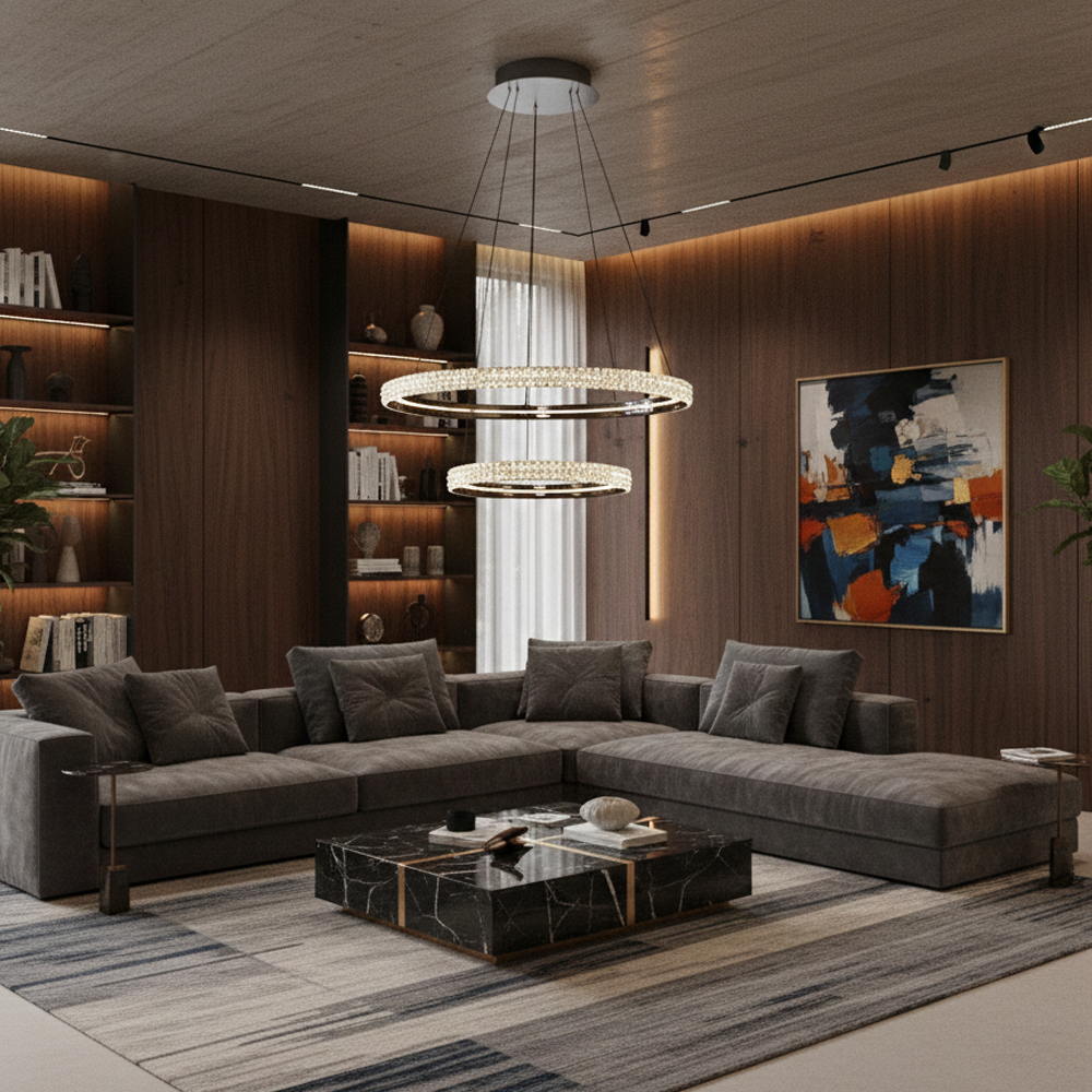 2'li Beyaz Metal Cipale 40+60cm Sarkıt Avize 150 cm (2734-2A-24) — görsel 4