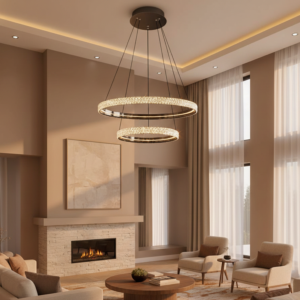 2'li Beyaz Metal Cipale 40+60cm Sarkıt Avize 150 cm (2734-2A-24) — görsel 6