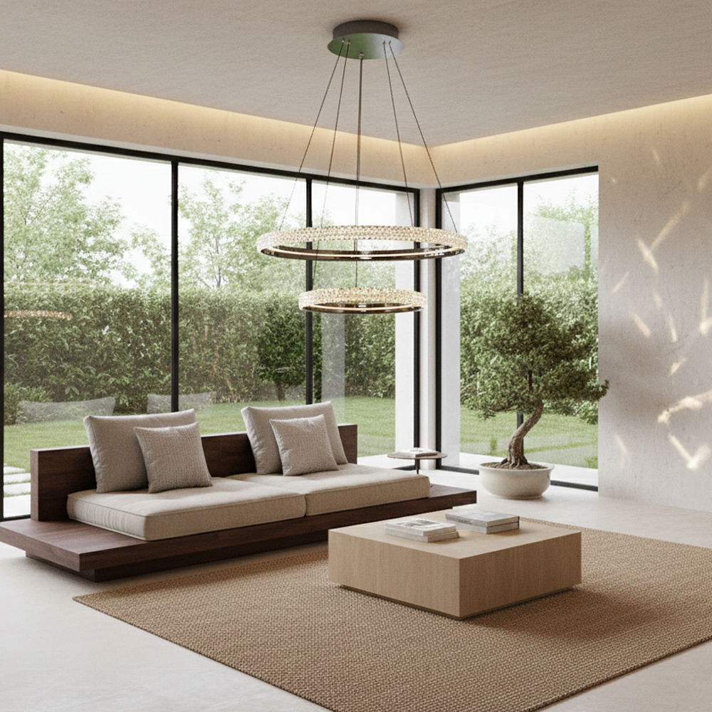 2'li Beyaz Metal Cipale 40+60cm Sarkıt Avize 150 cm (2734-2A-24) — görsel 8