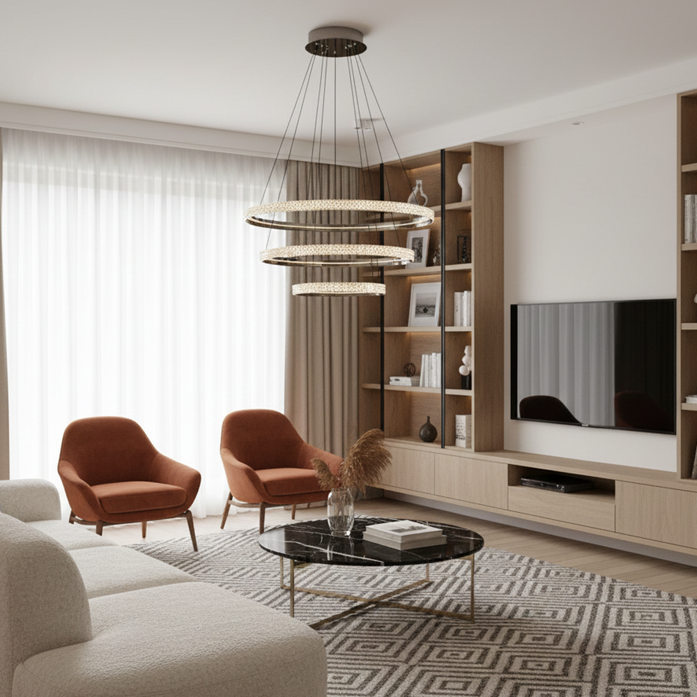 3'li Beyaz Metal Cipale 40+60+80cm Sarkıt Avize 150 cm — görsel 4