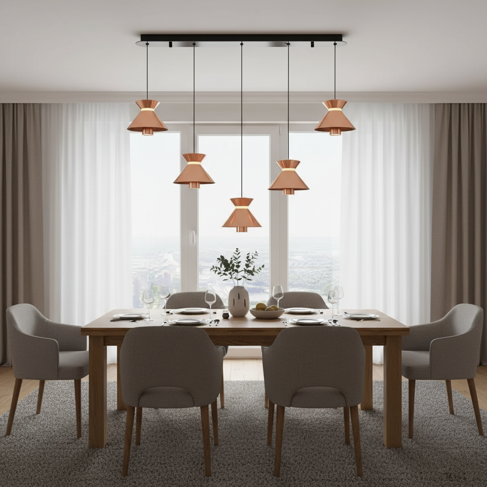 Rose Metal Mekik Sıralı Sarkıt Avize 95 cm