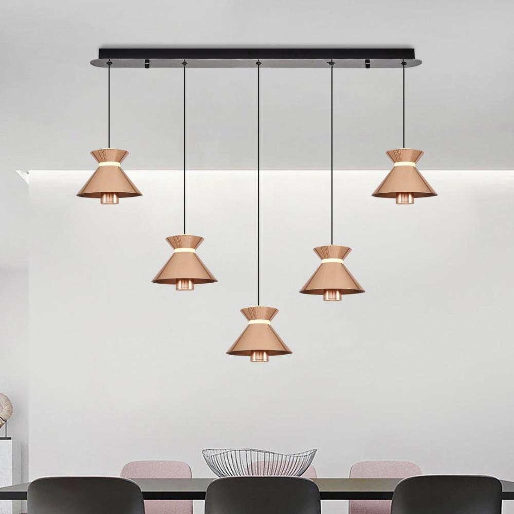 Rose Metal Mekik Sıralı Sarkıt Avize 95 cm — görsel 3