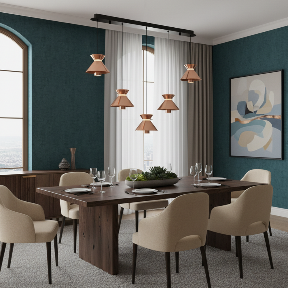 Rose Metal Mekik Sıralı Sarkıt Avize 95 cm — görsel 6