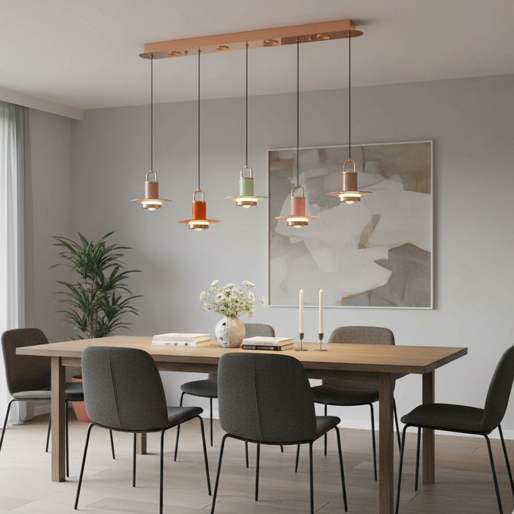 Mixed Metal Marina Sıralı Sarkıt Avize 90 cm