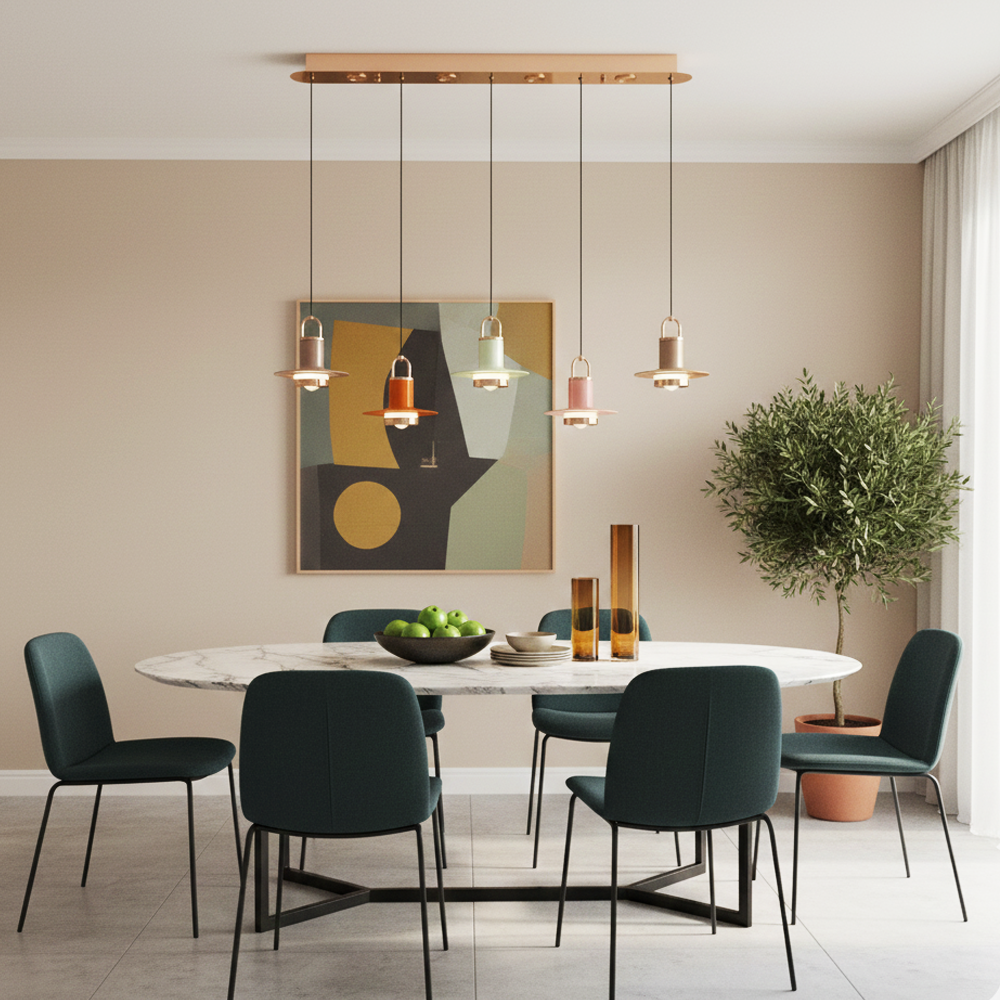 Mixed Metal Marina Sıralı Sarkıt Avize 90 cm