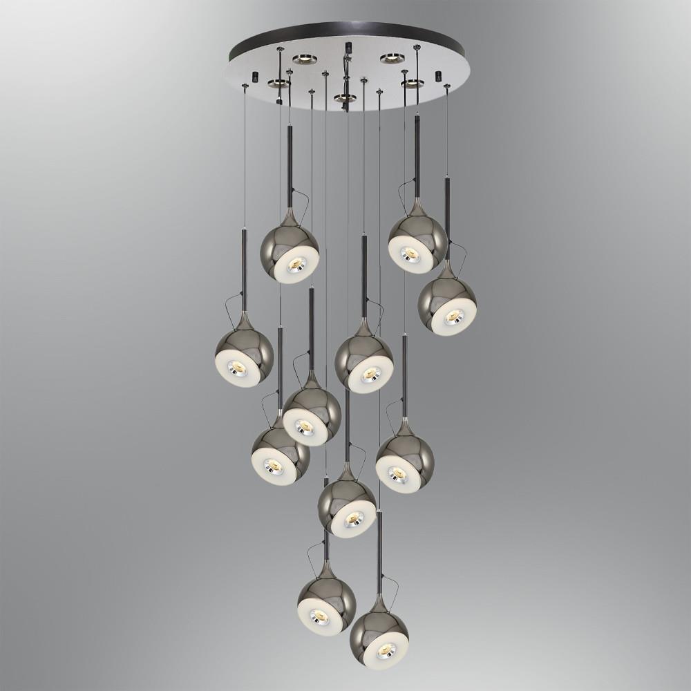 Platin Metal Fleas Yuvarlak Sarkıt Avize 160 cm
