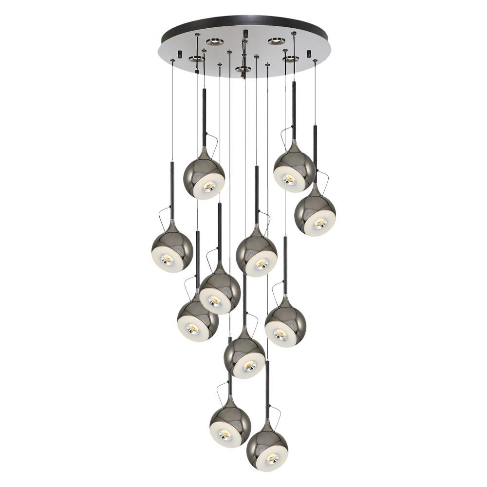 Platin Metal Fleas Yuvarlak Sarkıt Avize 160 cm