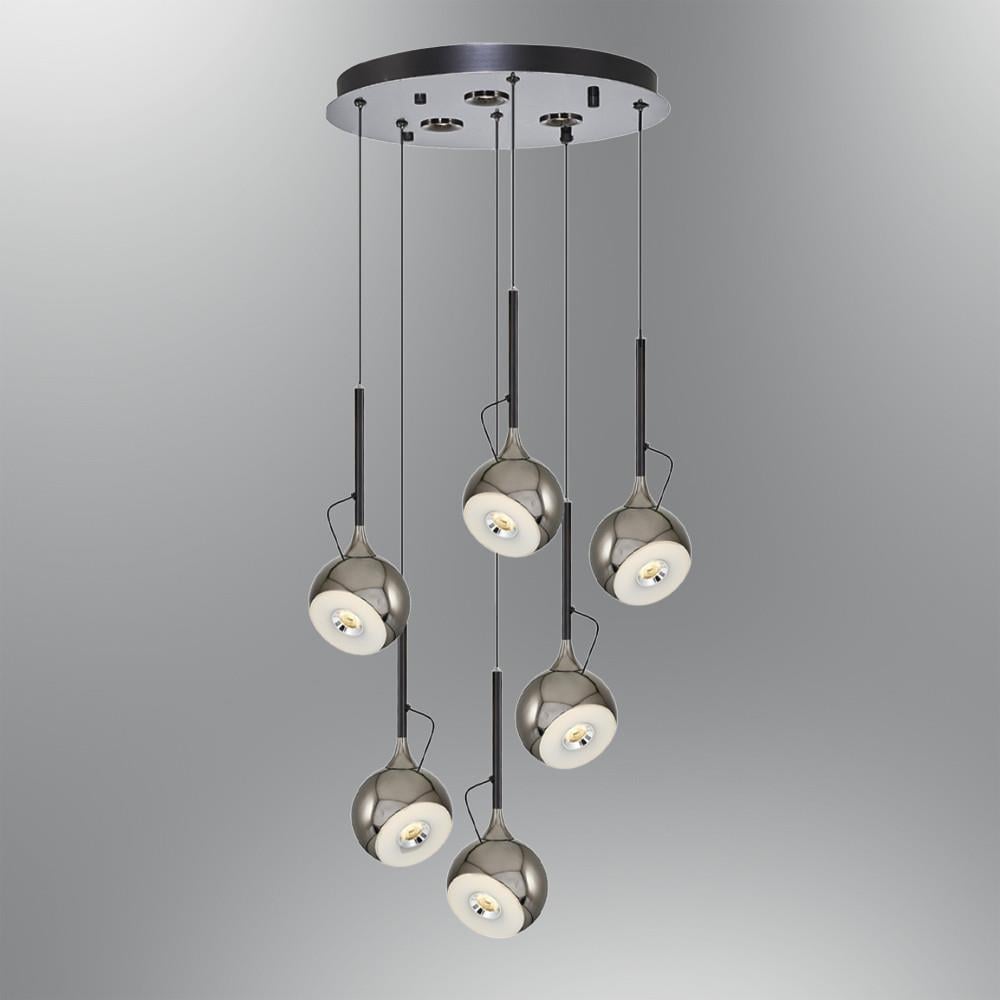 Platin Metal Fleas Yuvarlak Sarkıt Avize 120 cm
