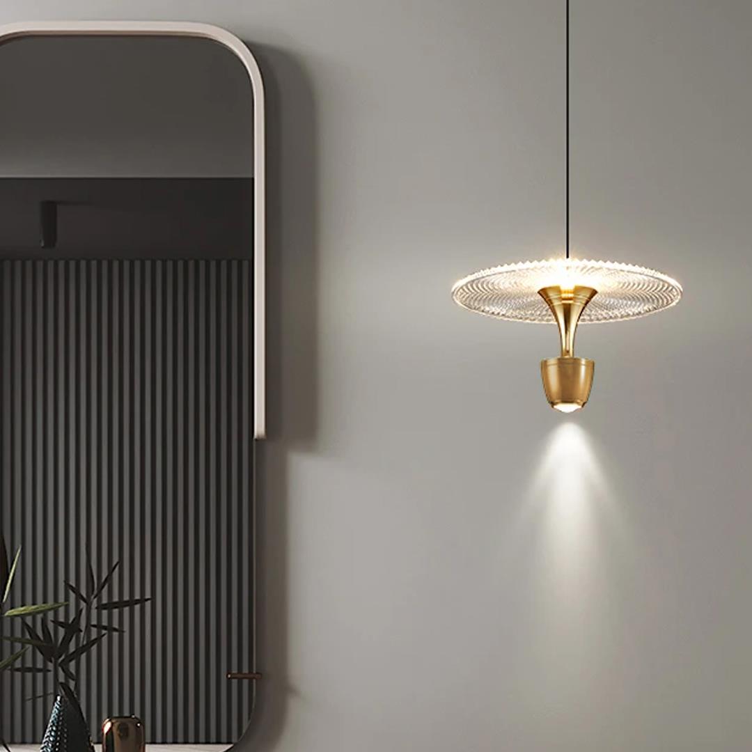 Tekli Metal Flare Sarı Sarkıt Avize 120 cm