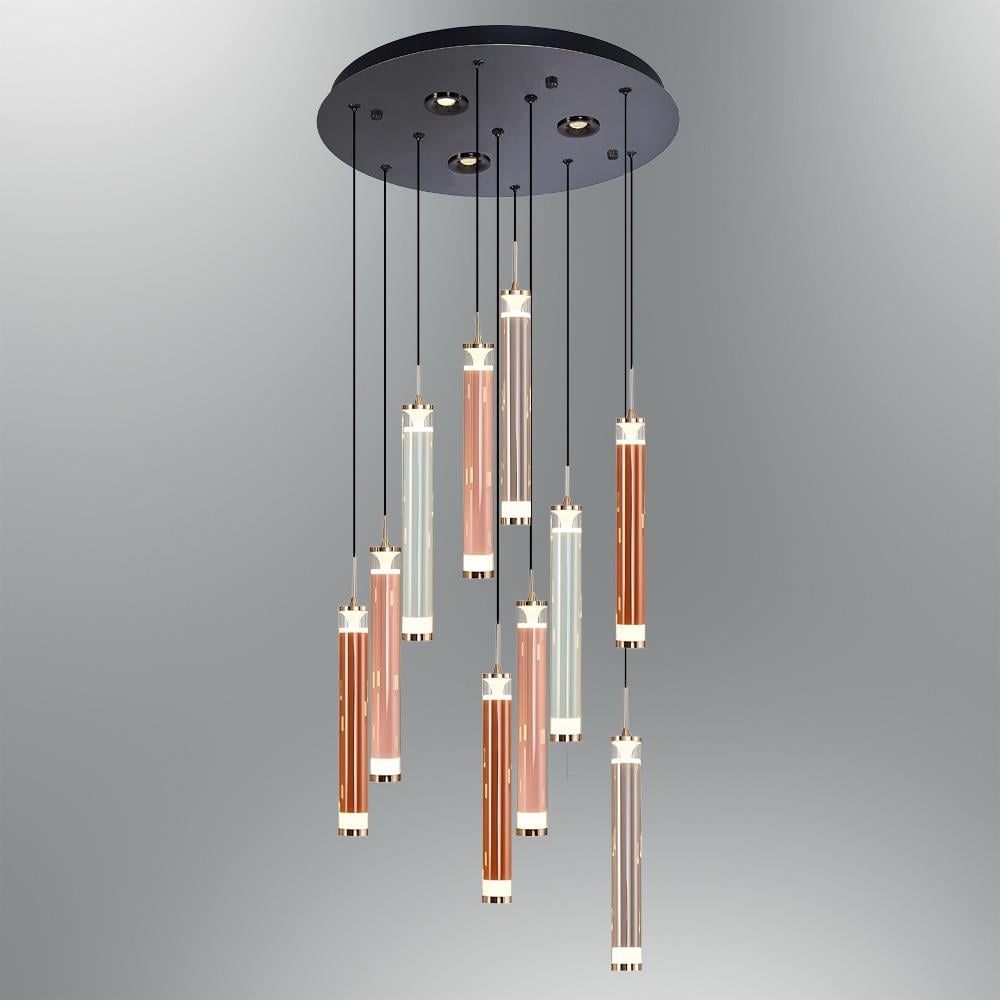 10'li Metal Flute Mixed Sarkıt Avize 120 cm — görsel 7
