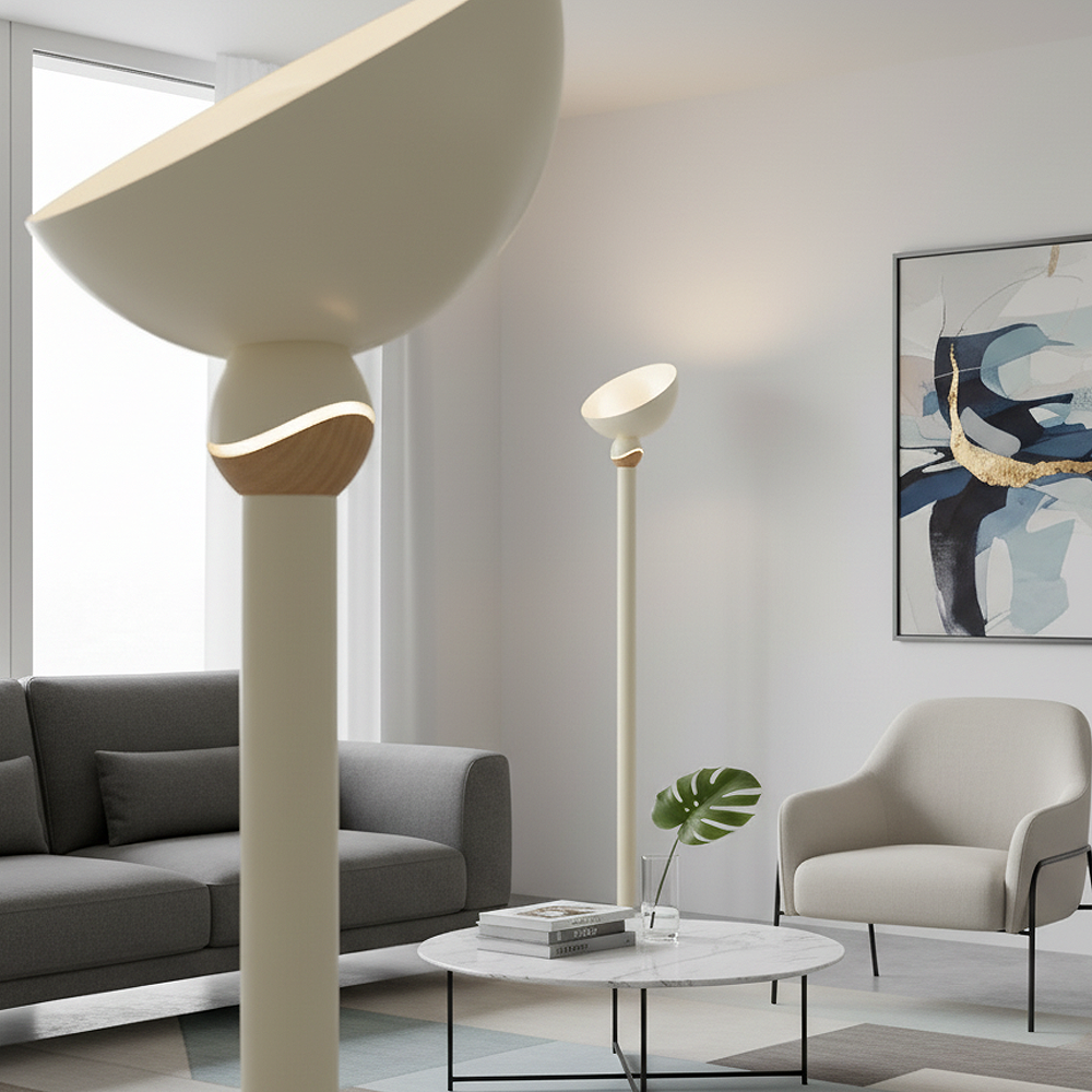Metal Pastel Crema Lámpara de Pie 165 cm
