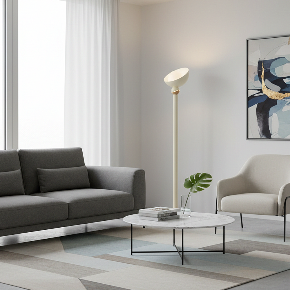 Metal Pastel Crema Lámpara de Pie 165 cm