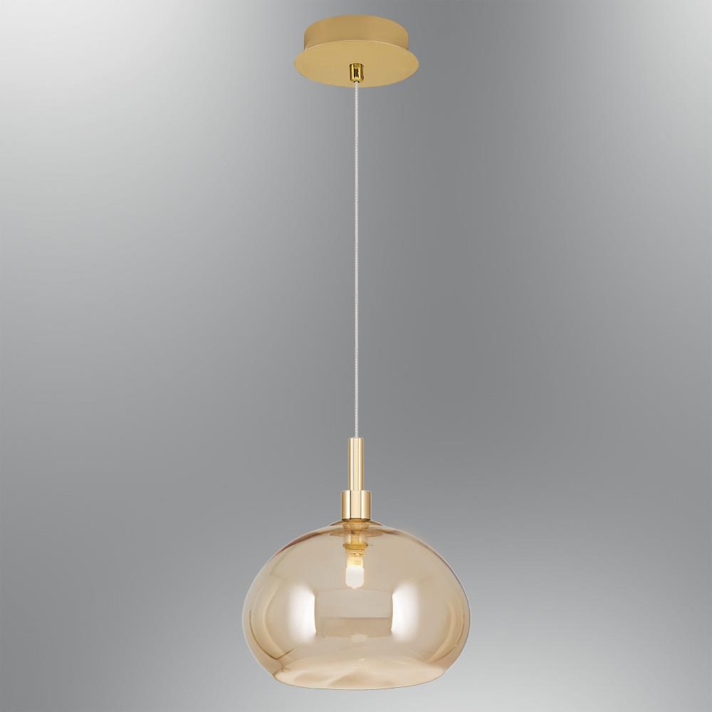 Tekli Metal Polo Amber Sarkıt Avize 120 cm