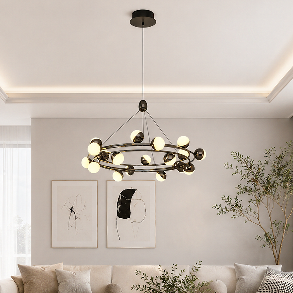 Platin Metal Stary 60cm Sarkıt Avize 120 cm