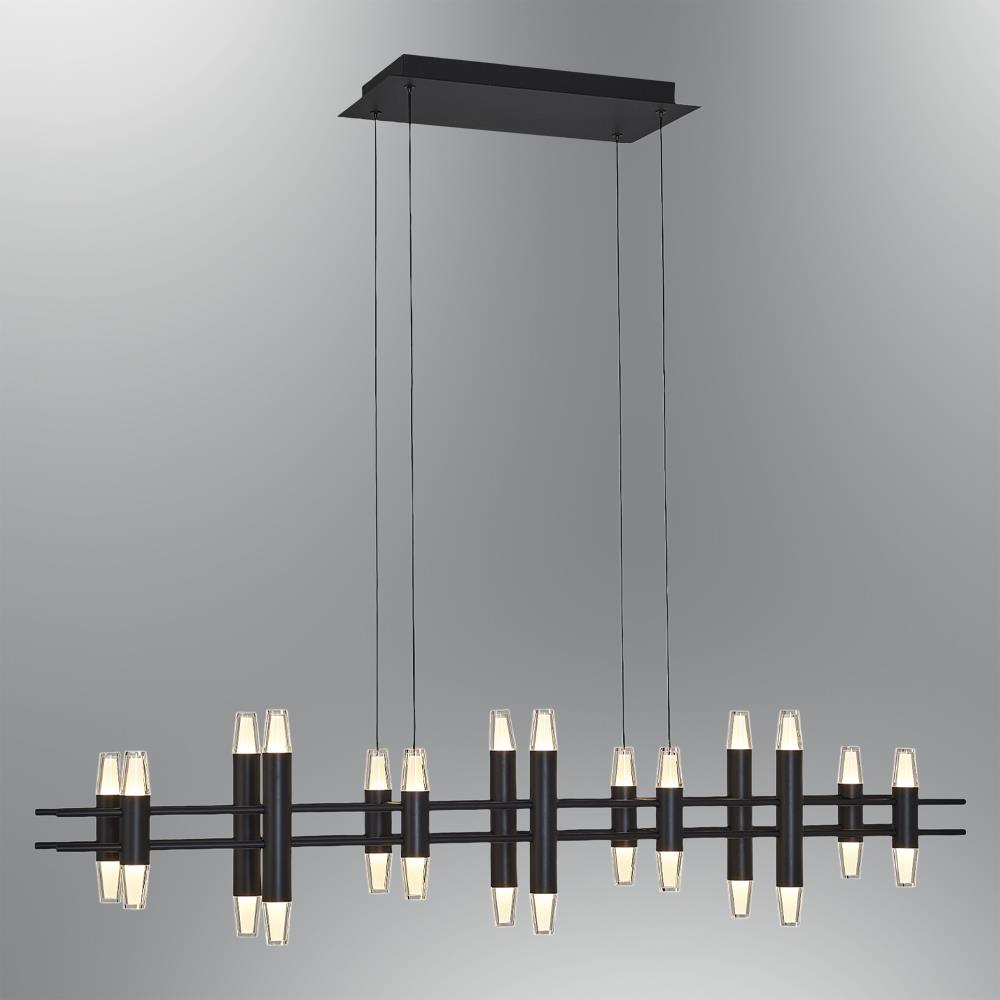 Siyah Metal Phulu SIRALI Sarkıt Avize 120 cm