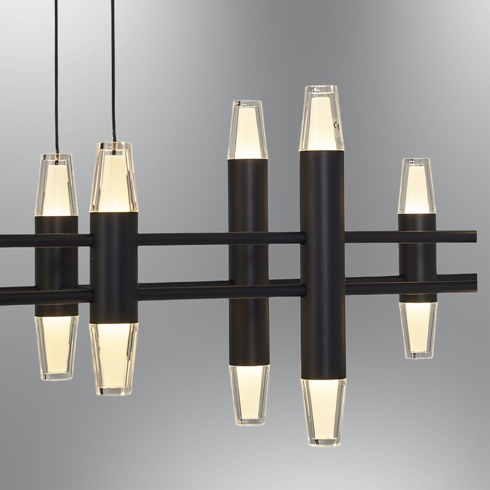 Siyah Metal Phulu SIRALI Sarkıt Avize 120 cm — görsel 3