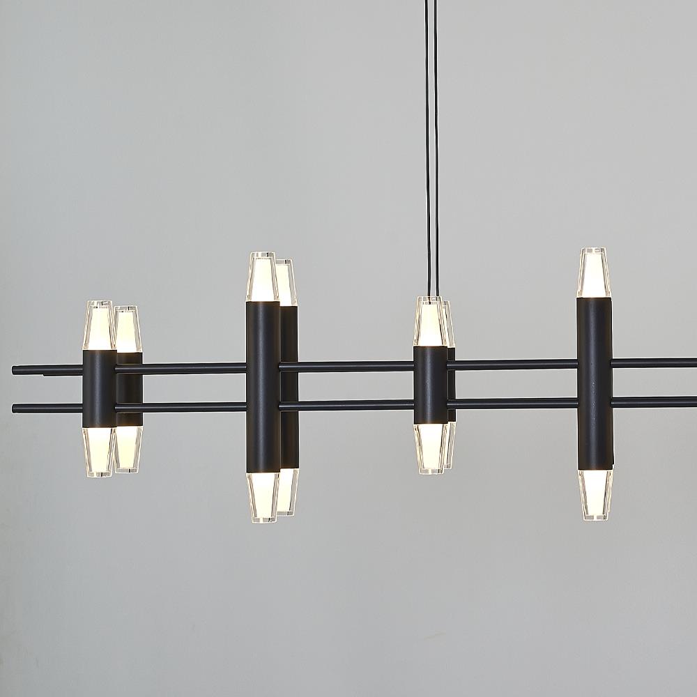 Siyah Metal Phulu SIRALI Sarkıt Avize 120 cm — görsel 4