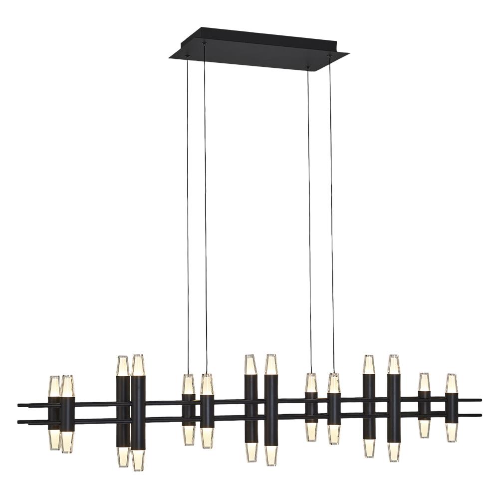 Siyah Metal Phulu SIRALI Sarkıt Avize 120 cm — görsel 5