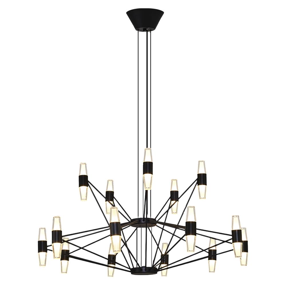 Siyah Metal Phulu 15'Lİ Sarkıt Avize 120 cm — görsel 4