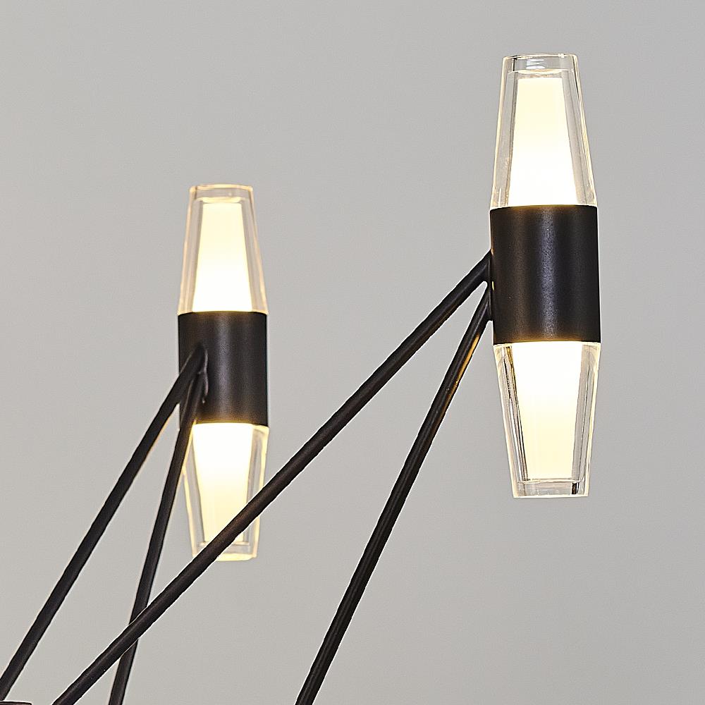 Siyah Metal Phulu 15'Lİ Sarkıt Avize 120 cm — görsel 5